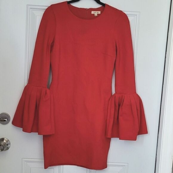 Just Me red bell sleeve midi dress size Small - Picture 3 of 15